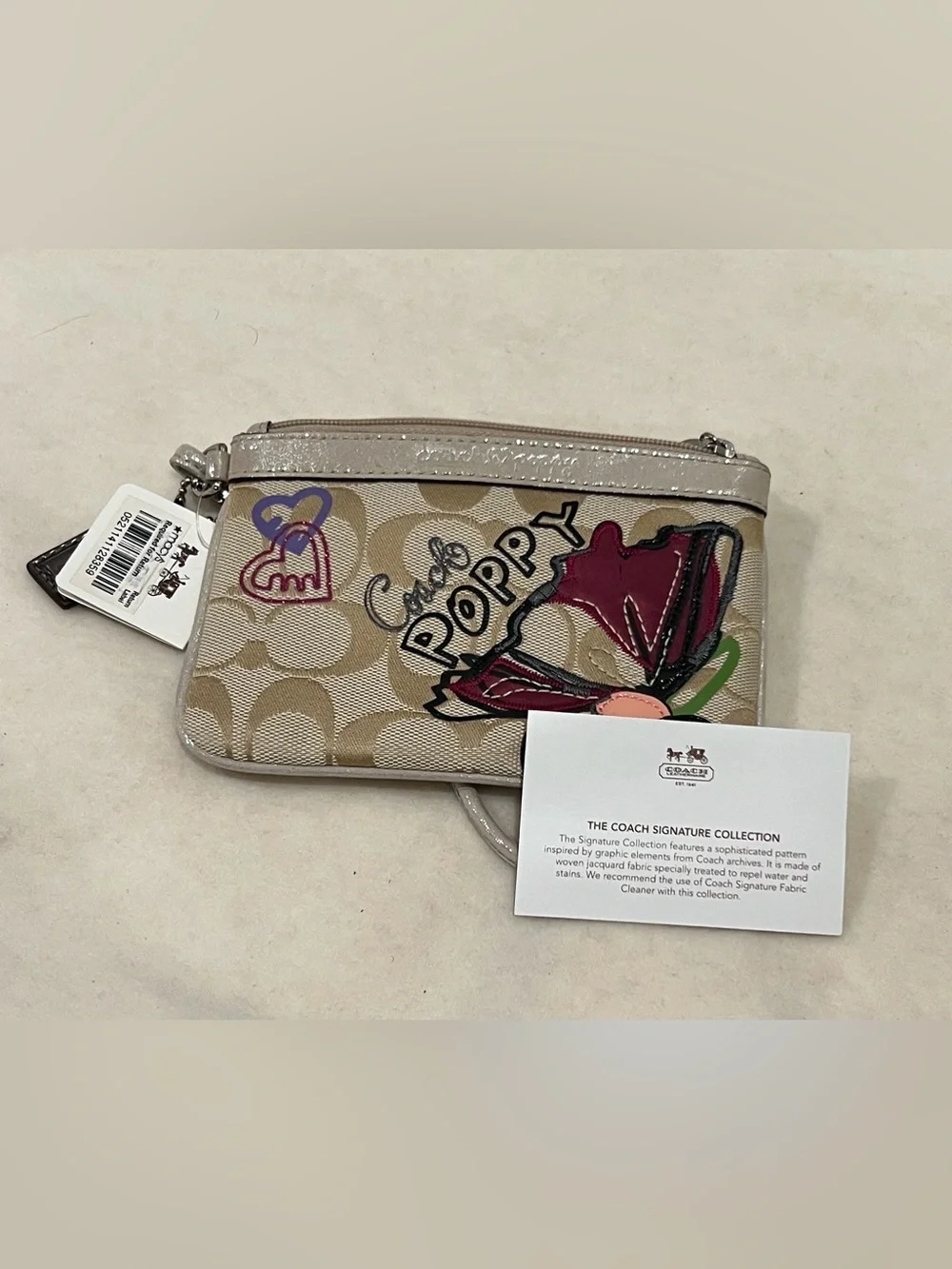NWT Vintage Coach Poppy Butterfly Graffiti Wristlet Signature Jacquard Rare